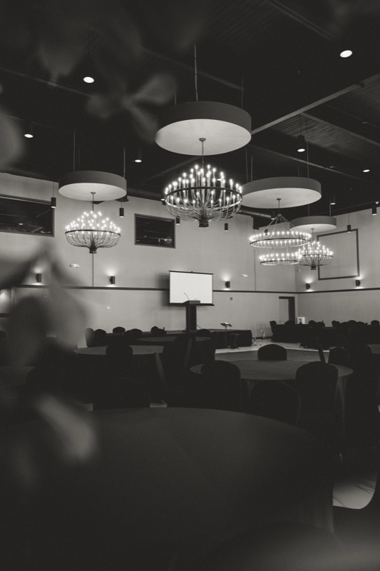 The ballroom in monochrome